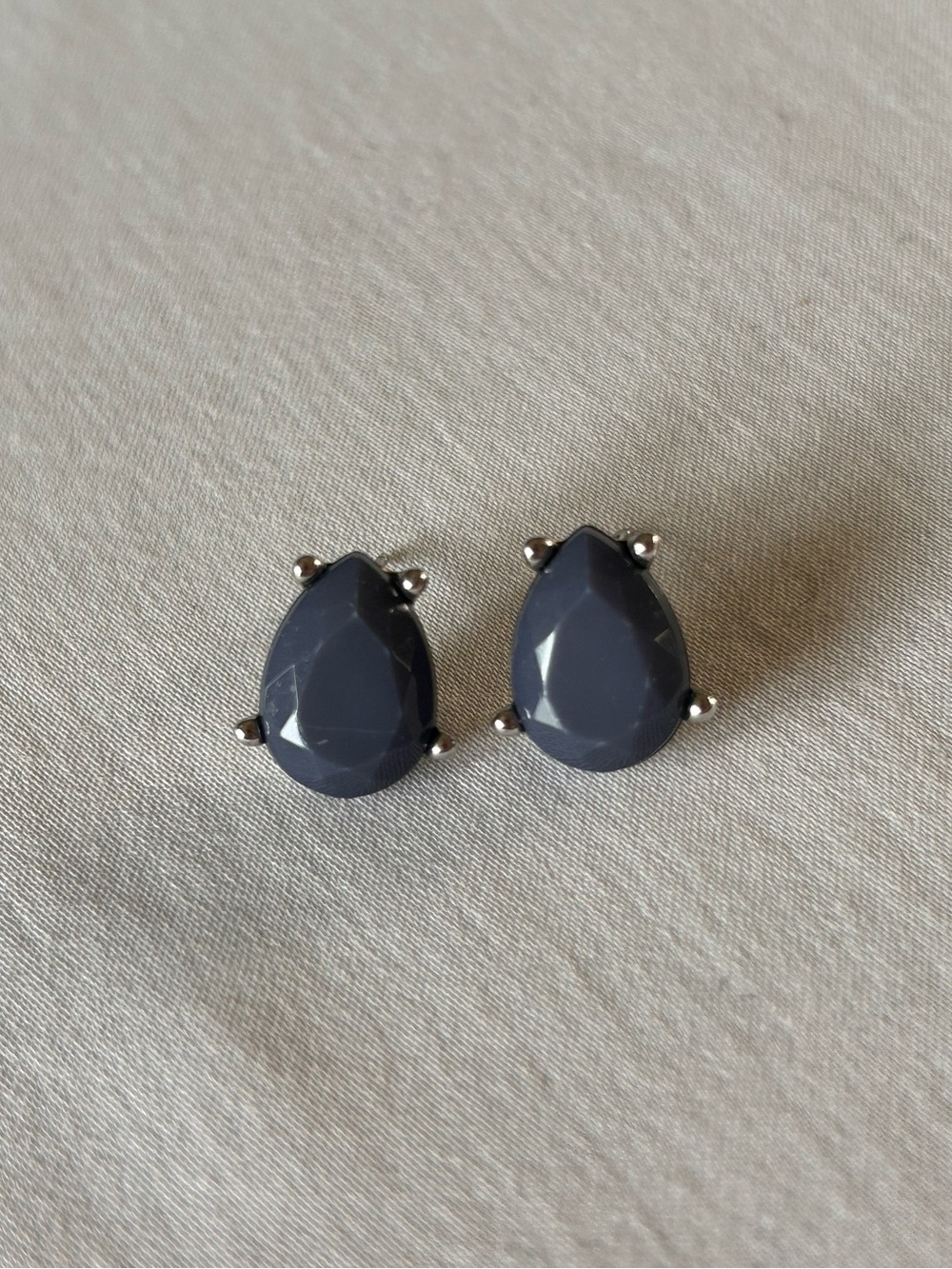 Blue Slate Faceted Teardrop Statement Stud Earrings